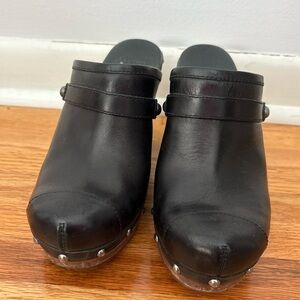 UGG Black Leather Women's Mules